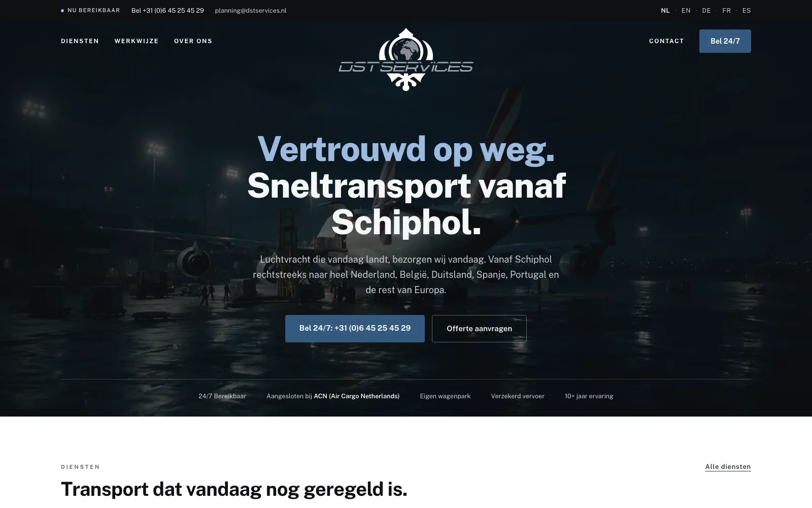 Schermafbeelding van DST Services