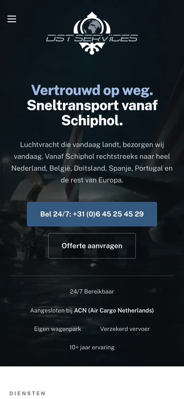 Mobiel: direct bellen of een offerte aanvragen vanaf het eerste scherm.
